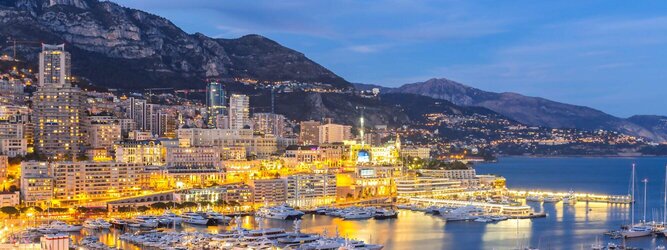 Trip Weekend Reiseideen Weekend Trip - Monaco - Genießen Sie die Fahrt Ihres Lebens am Steuer eines feurigen Lamborghini oder rassigen Ferrari. Starten Sie Ihre Spritztour in Monaco und lassen Sie das Fürstentum unter den vielen bewundernden Blicken der Passanten hinter sich. Cruisen Sie auf den wunderschönen Küstenstraßen der Côte d’Azur und den herrlichen Panoramastraßen über und um Monaco. Erleben Sie die unbeschreibliche Erotik dieses berauschenden Fahrgefühls, spüren Sie die Power & Kraft und das satte Brummen & Vibrieren der Motoren. Erkunden Sie als Pilot oder Co-Pilot in einem dieser legendären Supersportwagen einen Abschnitt der weltberühmten Formel-1-Rennstrecke in Monaco. Nehmen Sie als Erinnerung an diese Challenge ein persönliches Video oder Zertifikat mit nach Hause. Die beliebtesten Orte für Ferien in Monaco, locken mit besten Angebote für Hotels und Ferienunterkünfte mit Werbeaktionen, Rabatten, Sonderangebote für Monaco Urlaub buchen.