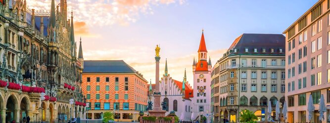 Trip Weekend Stadt Urlaub - München - Lebensqualität par excellence – bietet München und Umgebung. Das, wissen definitiv alle, die schon als „Münchner Kindl“ das Licht der Welt erblickt haben. Ob einheimisch oder zugereist, dem lässigen gemütlichen Charme entwischt man nicht. Die Biergartenkultur kommt gut an, Grillen und Picknicken an der Isar oder im Englischen Garten gefällt, und macht Lust auf Wiederholung. Die beliebtesten Orte für München Ferien, locken mit besten Angebote für Hotels und Ferienunterkünfte mit Werbeaktionen, Rabatten, Sonderangebote für München Urlaub buchen. Reisedaten eingeben und Hotel Flug Mietwagen Attraktionen Taxis für eine München Reise flexibel buchen. Sollten sich die Pläne ändern, sind viele der Unterkünfte und Zimmer in München kostenfrei stornierbar.